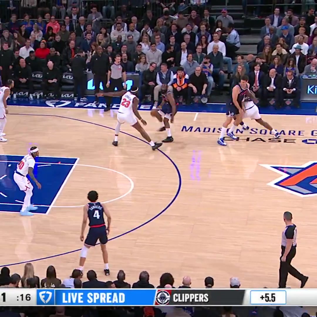James Harden hits Mitchell Robinson with a flurry of moves before burying the triple