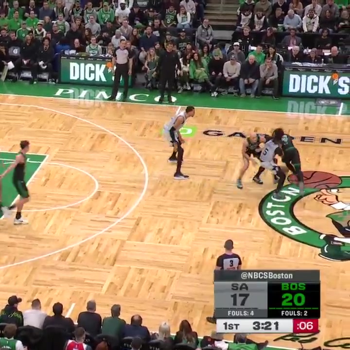Jaylen Brown with the MOONBALL over Wembanyama