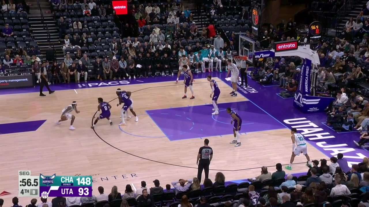 Tre Mann with the jumper Cody Williams with the free throws and the Charlotte Hornets demolish the Utah Jazz 150-95 in Utah