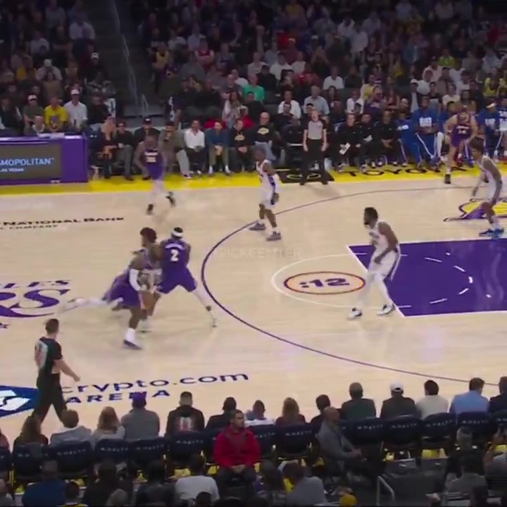 LeBron over-dribbles causing a chuckle out of the Lakers announcers before turning the ball over