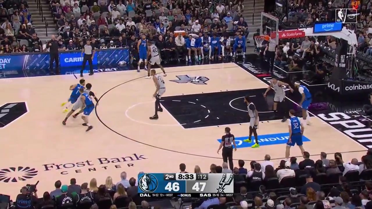 Caleb Martin goes right at Wemby for the lefty layup
