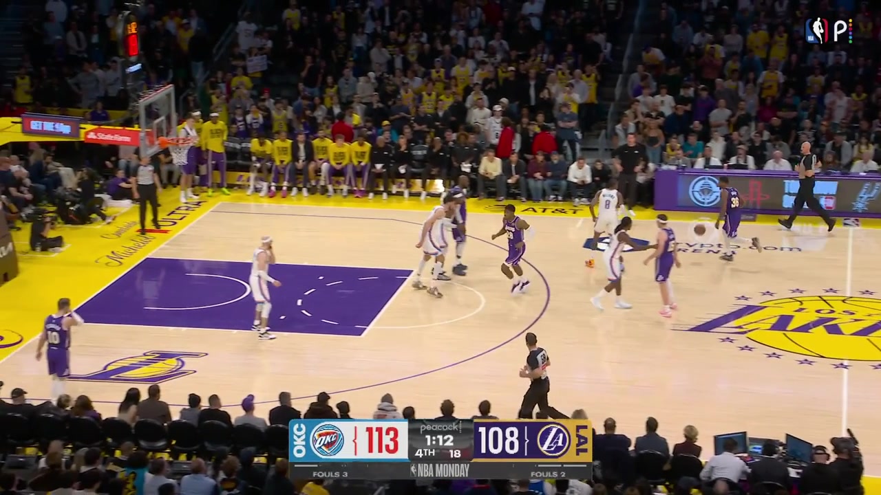 Rui Hachimura scores the tough clutch lefty layup over Chet Holmgren and Jalen Williams with the clutch jumper over Austin Reaves at the other end with replays
