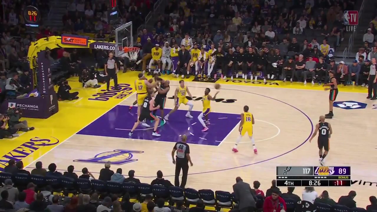 Bronny James right hand scoop lob to Adou Thiero who soars for dunk plus foul