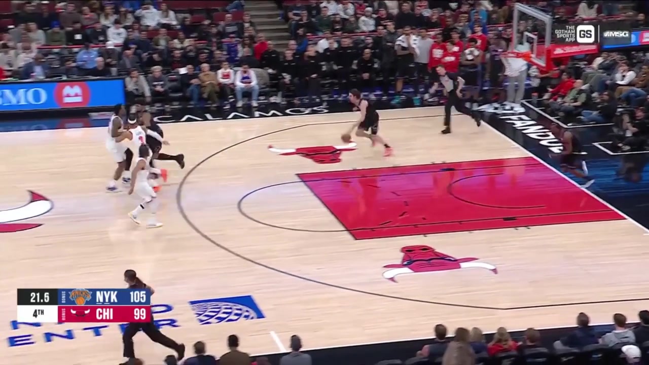 Josh Hart scampers out the clock as Chicago chooses not to foul down 6 with 15 seconds left and the Knicks hold on to win
