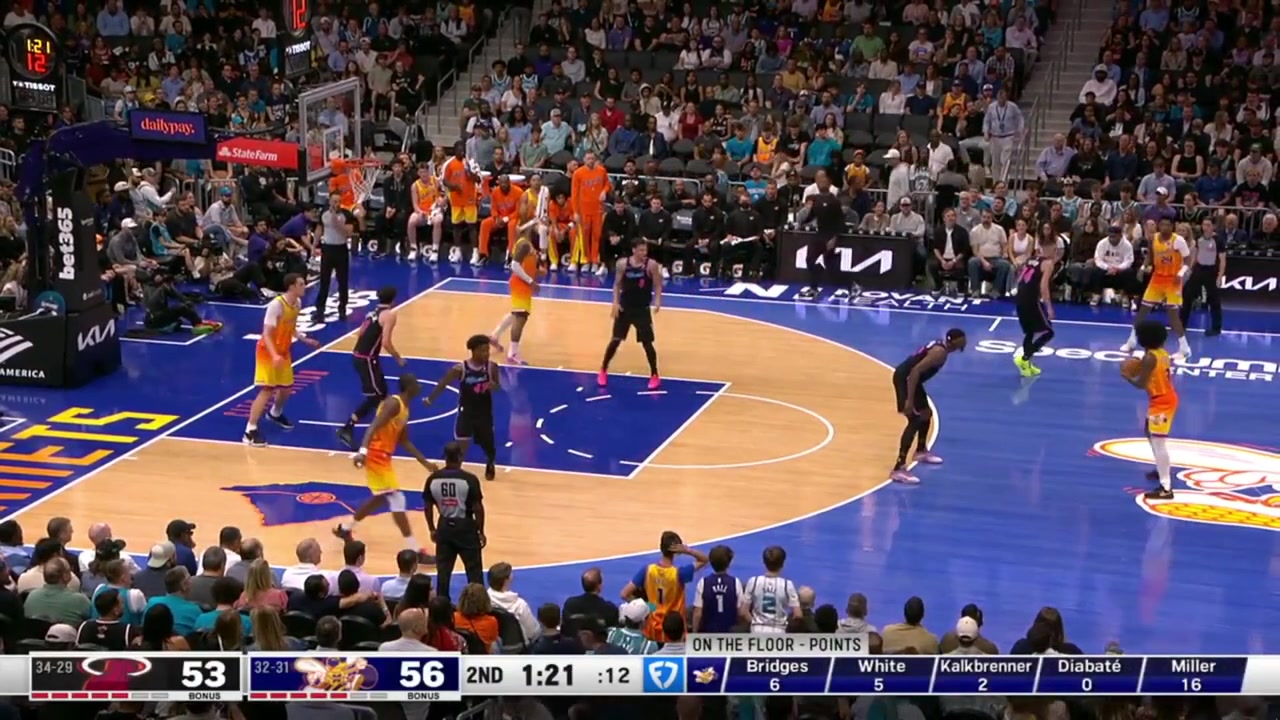 Bam blocks Coby White and throws it off of him On the next play bullies his way to the hoop for the bucket and-1