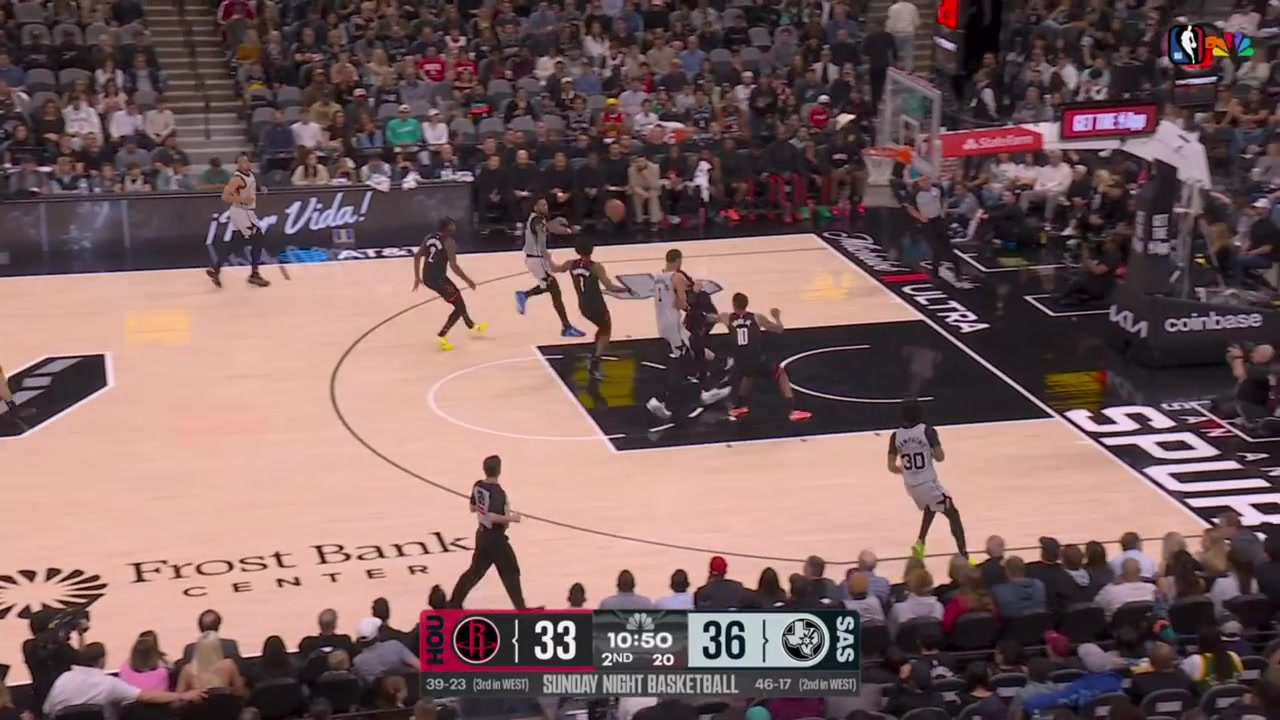 Victor Wembanyama banks in high off the glass the turnaround jumper and then dunks the alley-oop lob by De'Aaron Fox with replays