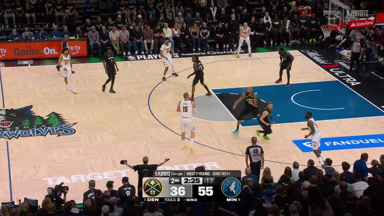 Jokic draws the foul on Gobert with replay