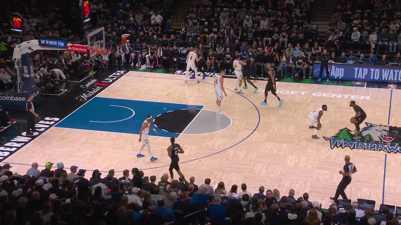 A bizarrely quiet Wolves offensive possession leads to an easy steal and layup for THJ