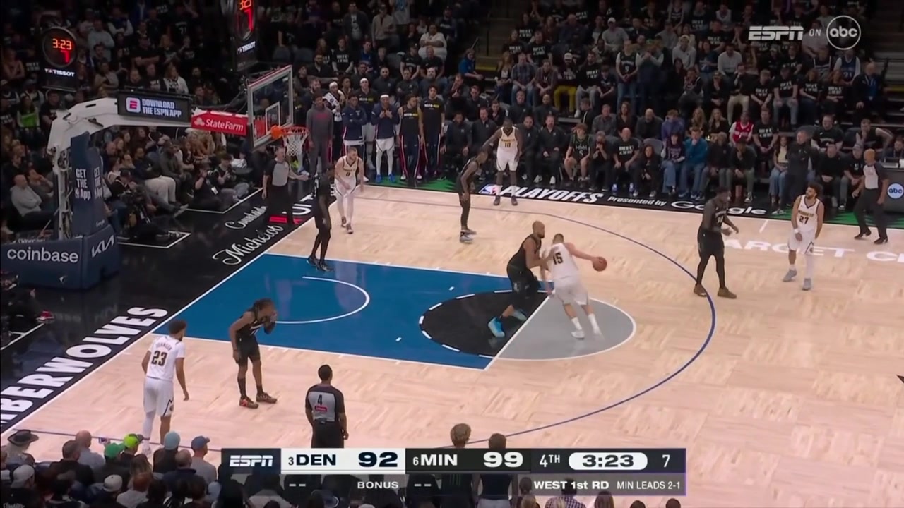 Rudy Gobert locks down Nikola Joki one-on-one forcing a miss as Jokic remains scoreless in the 4th quarter