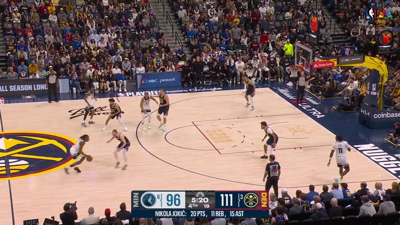 Julius Randle misses the layup on 3 defenders grabs the rebound over 3 Nuggets players and scores the And-1 on them with replays