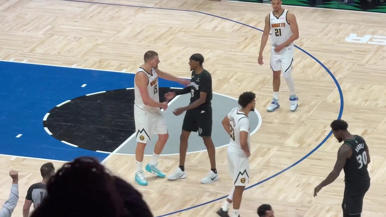 Nuggets and Timberwolves shake hands post game
