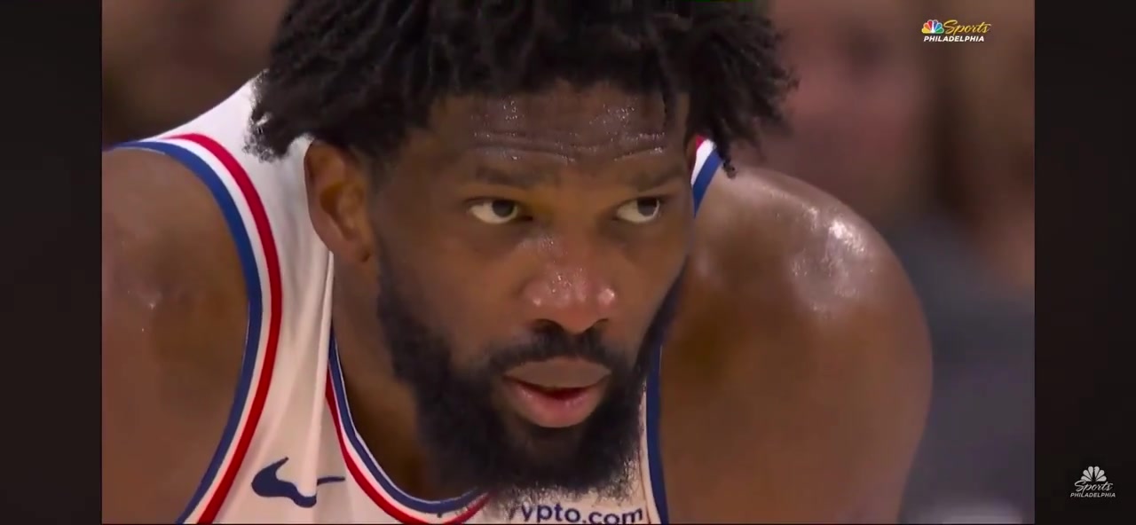 Joel Embiid loving the crowd's We want Boston chant