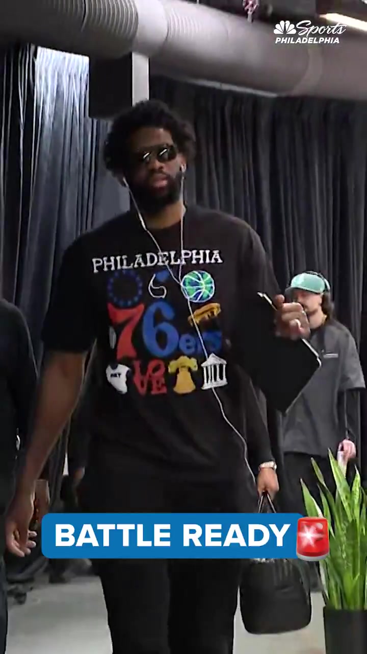 Joel Embiid arrives for Game 7 wearing the LeBron 3-1 comeback fit