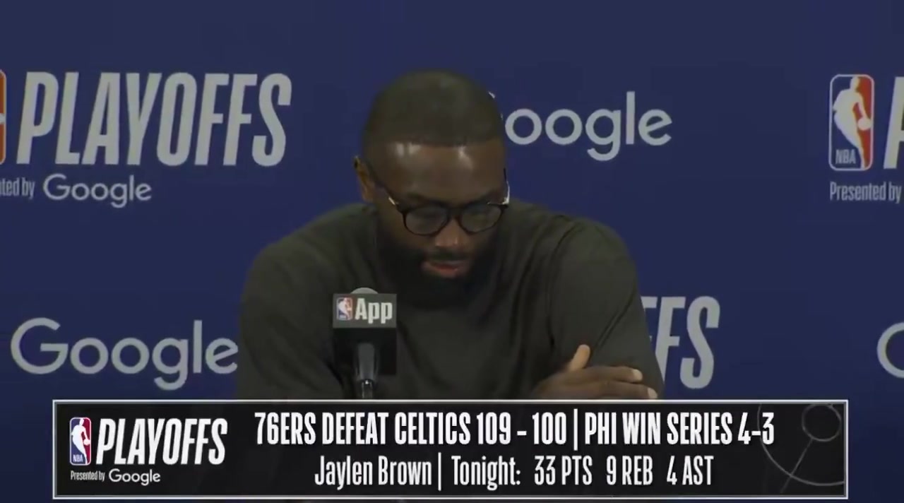 Jaylen Brown on the Game 7 loss Philadelphia I watched them get better as the series went on We had some great looks I wish wouldve went down Nothing to hang my head over Nothing for Our team to hang our head over
