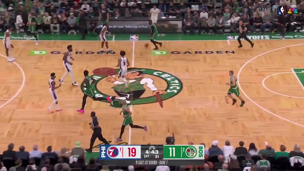 All the 6 fouls that were drawn by Jaylen Brown vs Philadelphia 76ers in game 7It is 7 if you include the tech foul on Joel Embiid Pritchard shot the free throw He went 66 from the free throw line Three of them were on his mid-range jumper attempt two of them were And-1