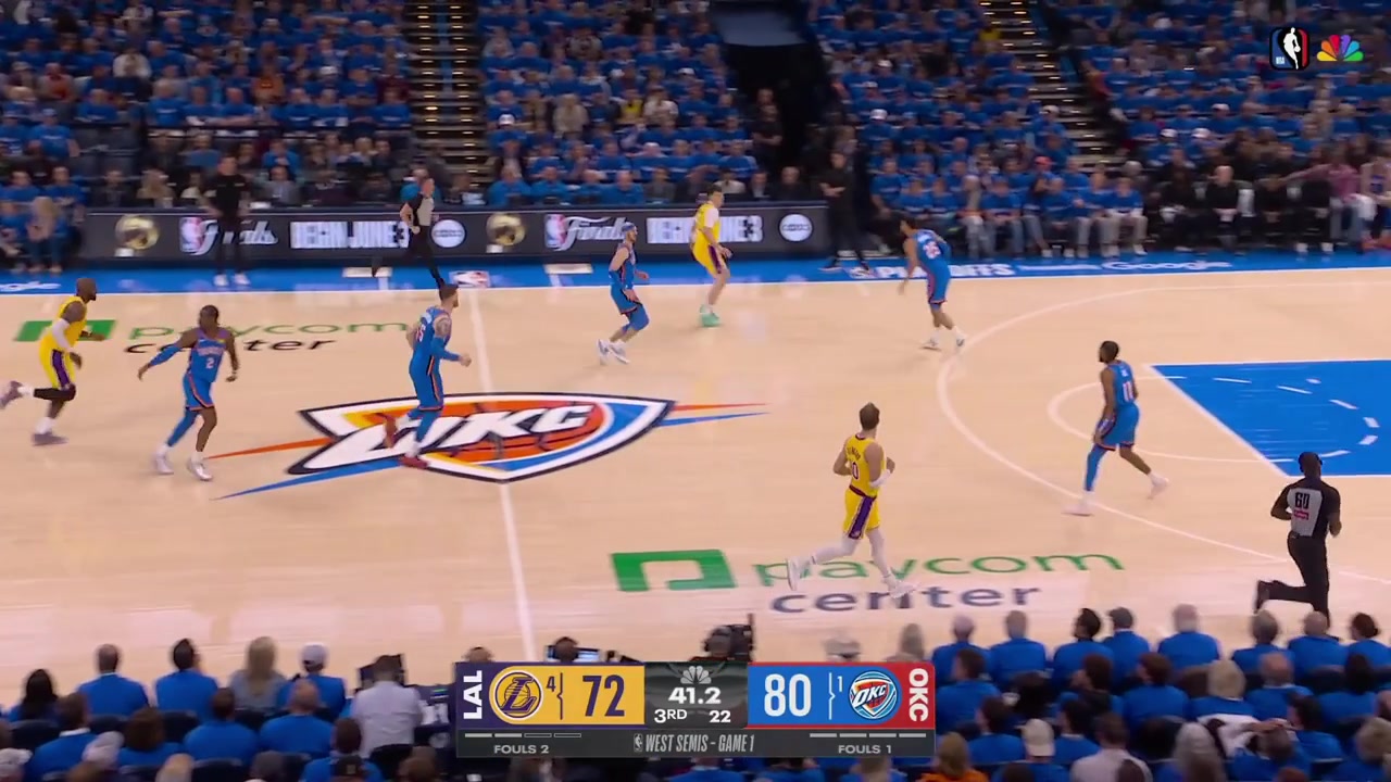 Marcus Smart realizes that if he touches the ball it is a backcourt violation so he lets Shai Gilgoues-Alexander dive for it and then grabs the ball too forcing a jump ball with a replaySmart wins the jump ball
