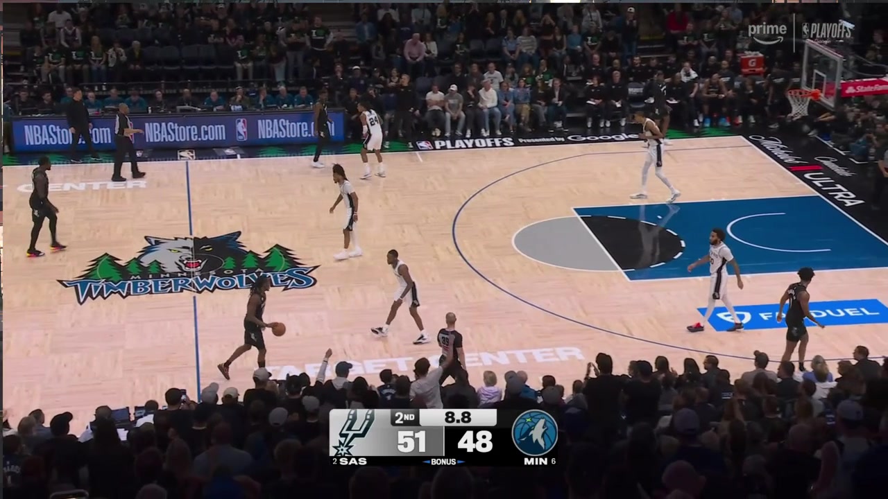 Jaden McDaniels hits the step back three to beat the half time buzzer Castle was whistled for a foul but was deemed to be after the buzzer upon replay