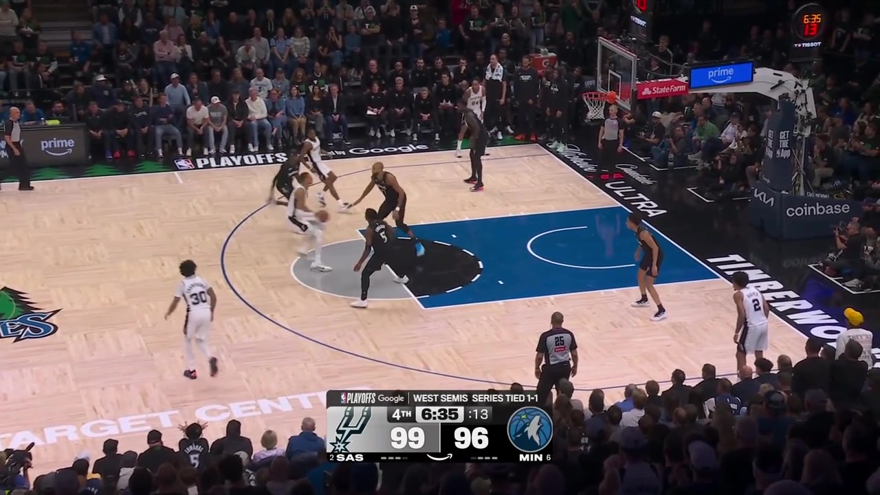 Rudy Gobert blocks the floater attempt by Victor Wembanyama with a replay