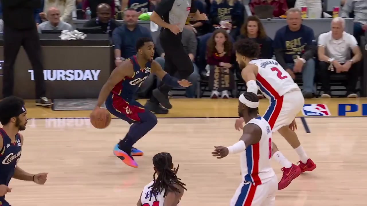 Replays of Cade Cunningham forcing a turnover on Donovan Mitchell and hitting two straight 3s