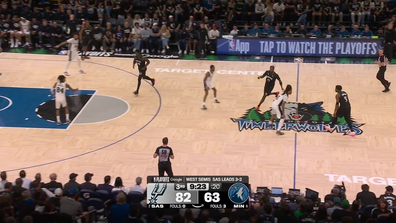 Ayo Dosunmu makes a very tough scoop layup over Julian Champagnie and the fingertips of Victor Wembanyama Champagnie quickly goes to the other end and scores With replays