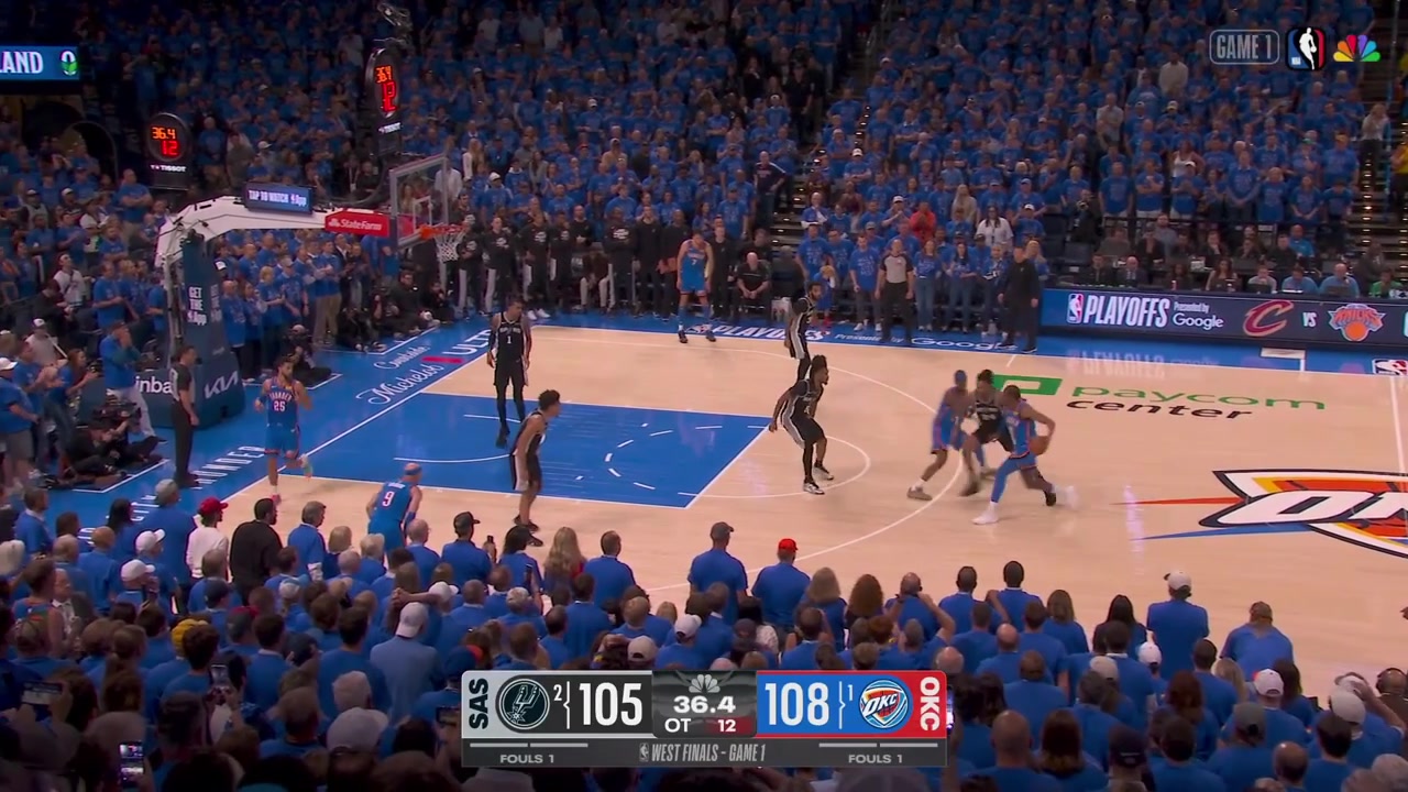 Victor Wembanyama hits the transition 3 FROM WAYYYYYY downtown to tie the game in overtime with 263 seconds remaining in regulation with a replay
