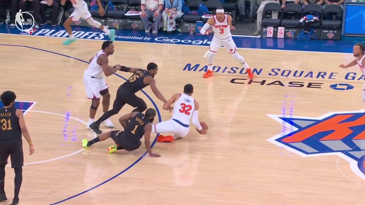 Donovan Mitchell gets the loose ball over KAT comes up with a way to keep the ball alive