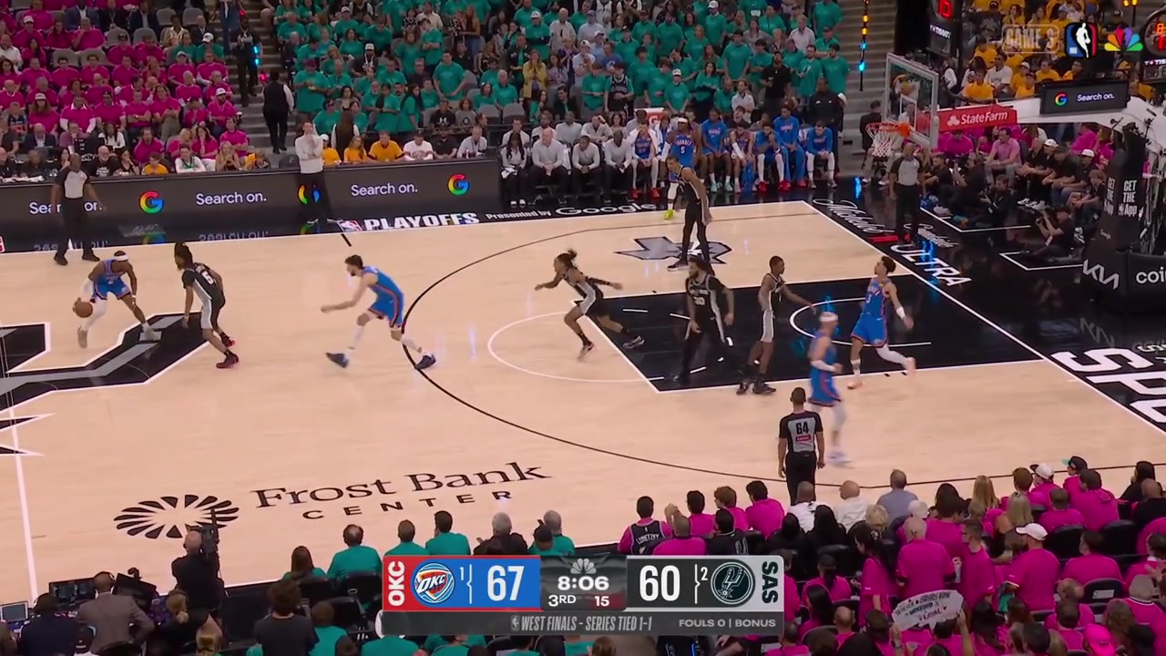 Shai Gilgeous-Alexander hits the tough floater over Victor Wembanyama after splitting the defense with a replay