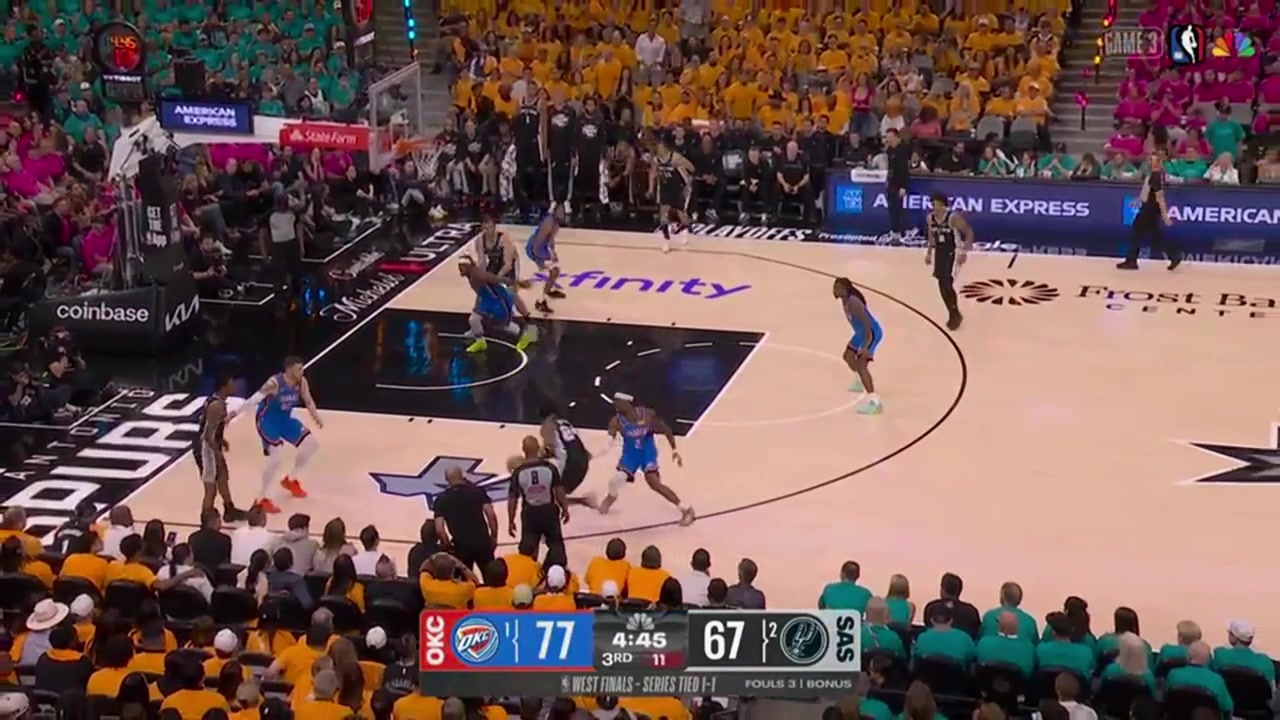 Devin Vassell makes the circus shot for an and-1