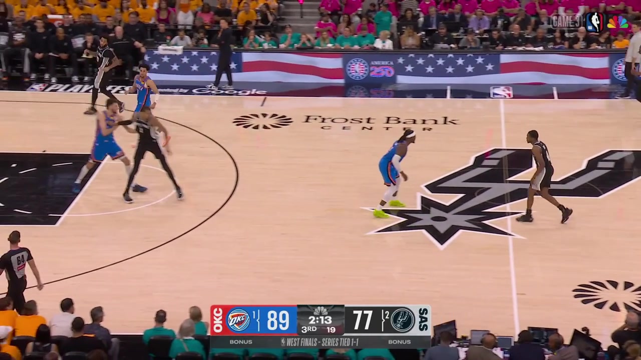 Victor Wembanyama drives and scores the And-1 on Chet Holmgren with replays15 points for Wemby after the made free throw