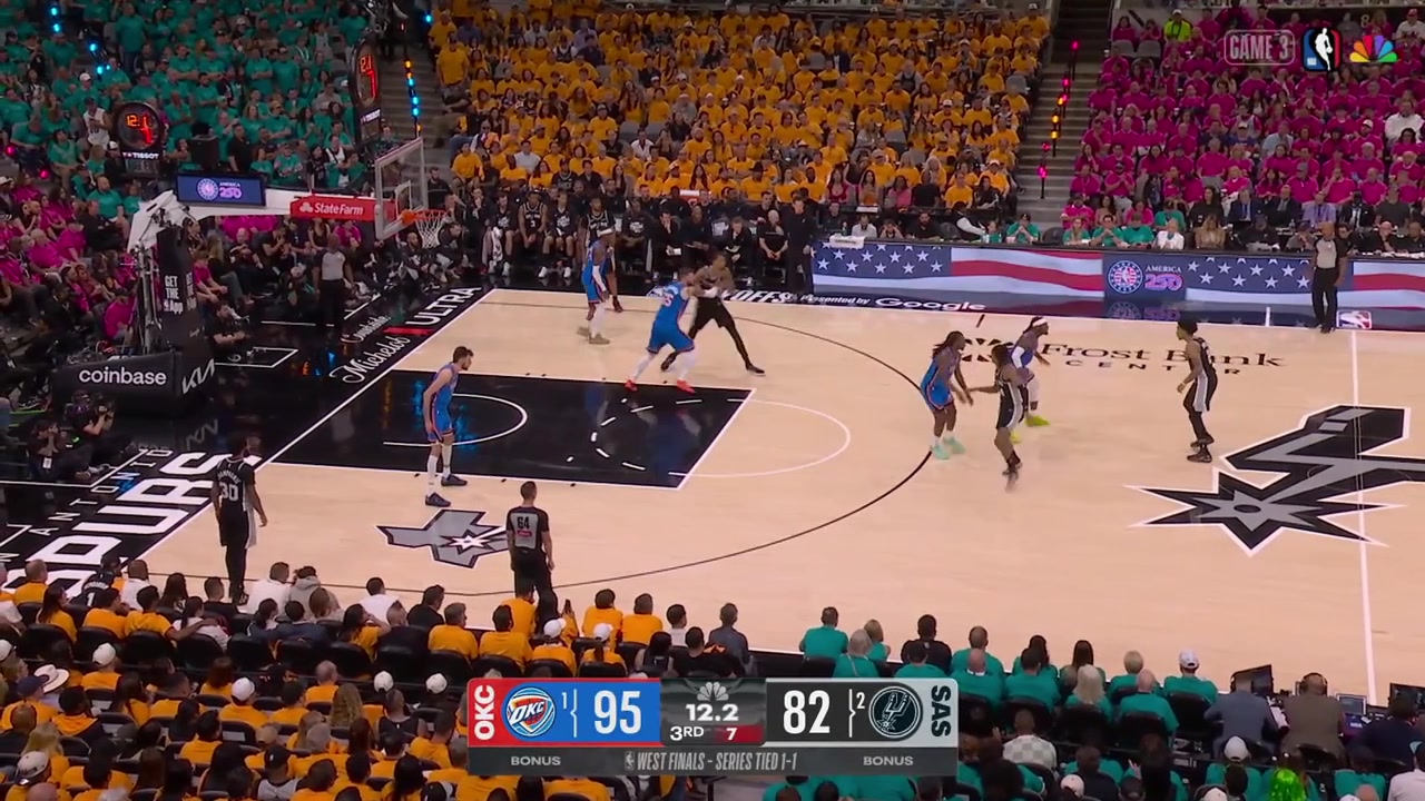 Victor Wembanyama hits the turnaround jumper over Isaiah Hartenstein to beat the shot clock at the end of the 3rd quarter19 Points for Wemby