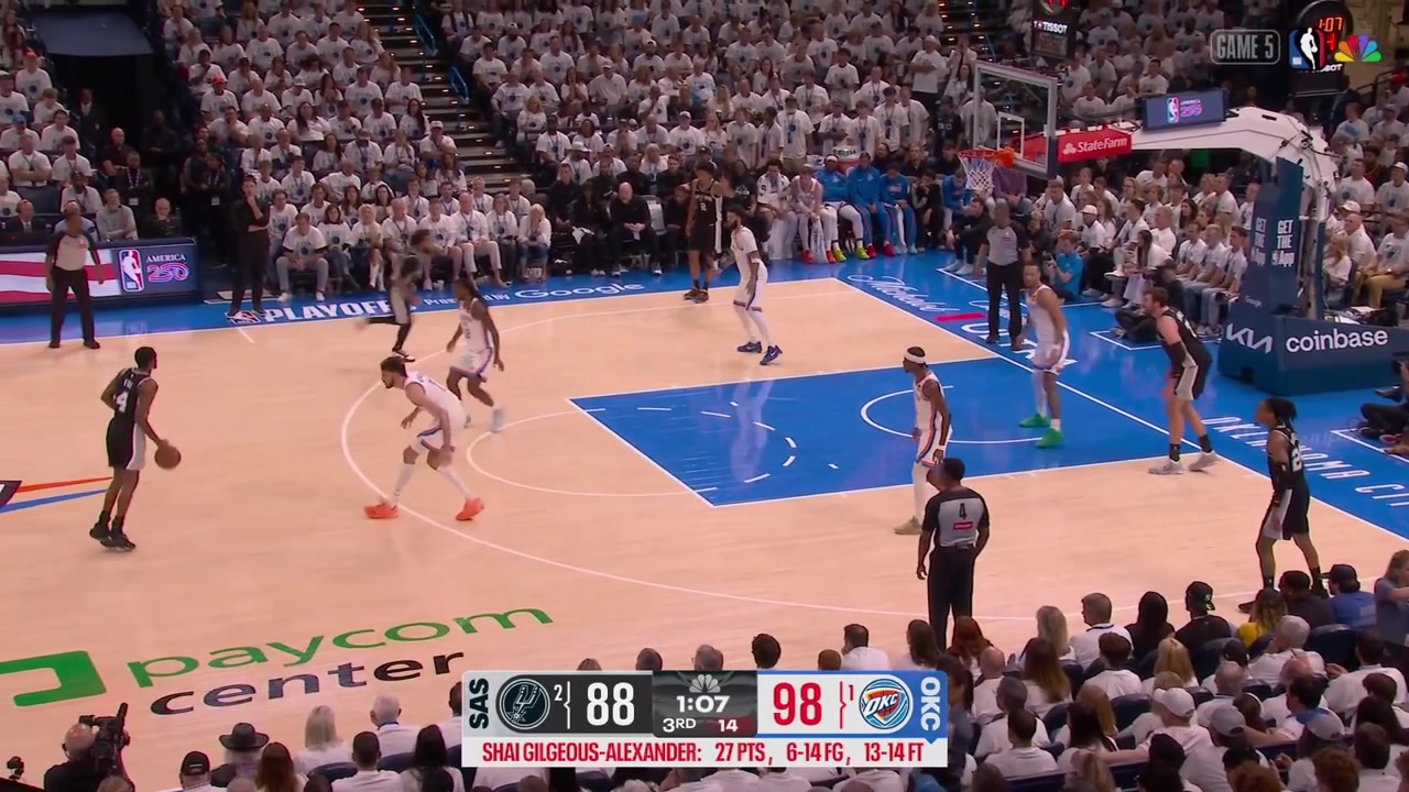 Cason Wallace soars up high and somehow blocks the tip in attempt by Luke Kornet at the basket with replaysKornet wants a goaltendingKornet is called for the foul
