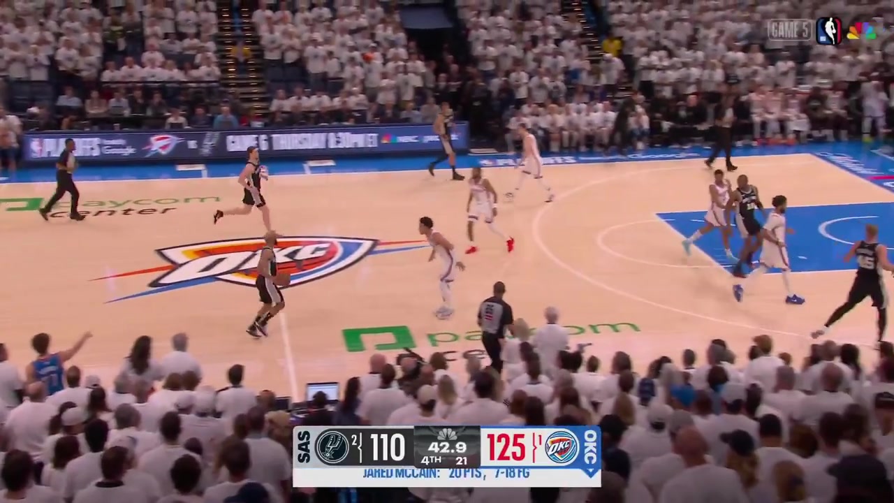 The final moments of Game 5 - Oklahoma City Thunder vs San Antonio Spurs - Western Conference FinalsThe Thunder take Game 5 and go up 3-2 in the series as the free throw plague continues into garbage timeShai Gilgeous-Alexander with postgame interview on the court