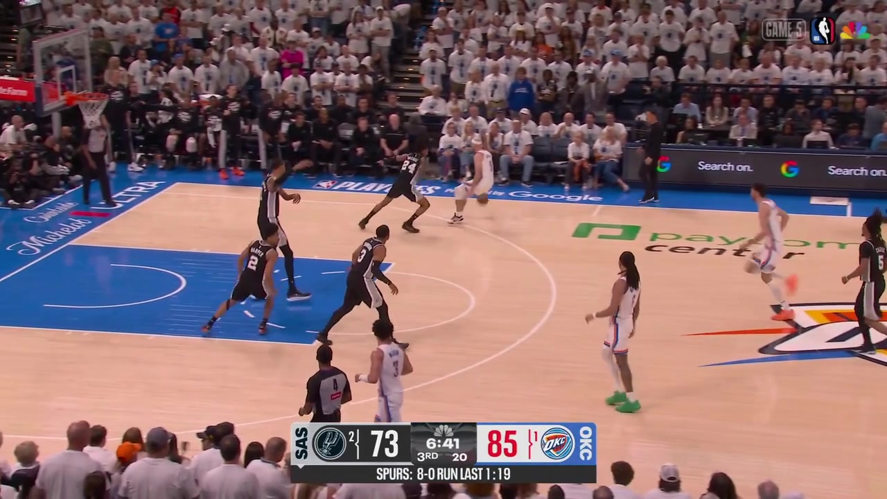 Victor Wembanyama deflect the dunk attempt by Chet Holmgren as the ball somehow goes in with replays