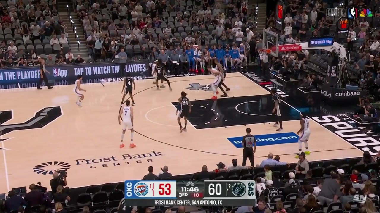 Shai Gilgeous-Alexander misses the mid-range jumper while defended by Stephon Castle Devin Vassell hits the catch-and-shoot at the other end