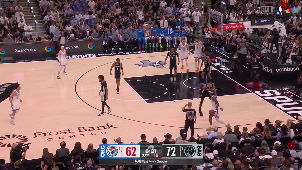 Shai Gilgeous-Alexander takes Victor Wembanyama to a 1v1 and makes the tough baseline step back jumper over him