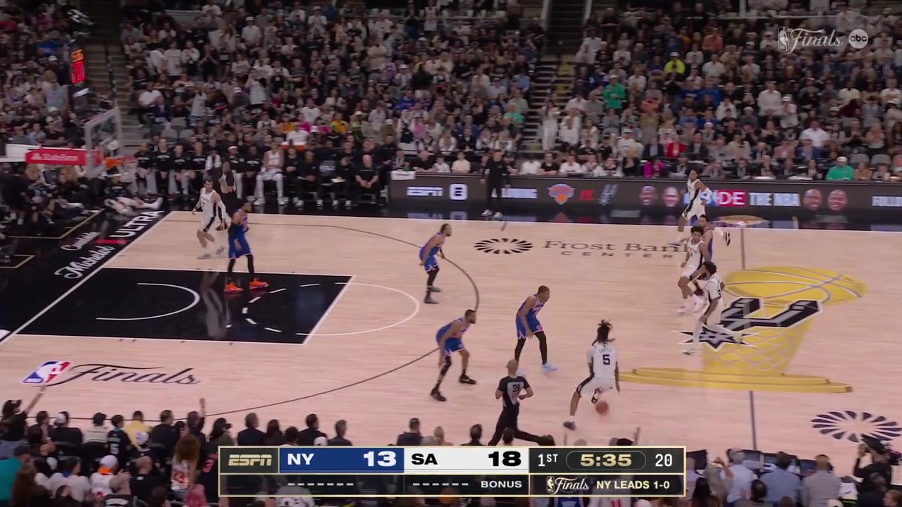Dylan Harper fakes Landry Shamet goes past by him and finishes with the two-handed dunk with a replayWembanyama is impressed