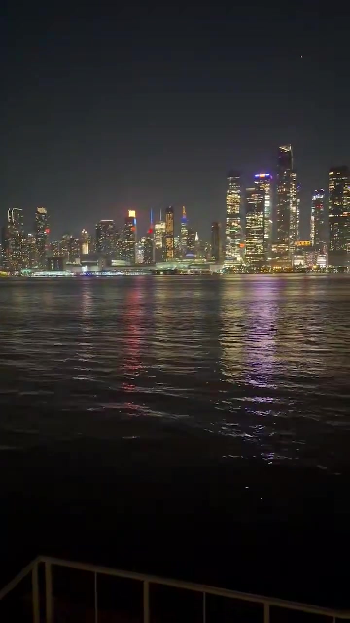 This is New Jerseys perspective from across the river after the Knicks gm 2 win The eerie sounds emitting from the bowels of Manhattan