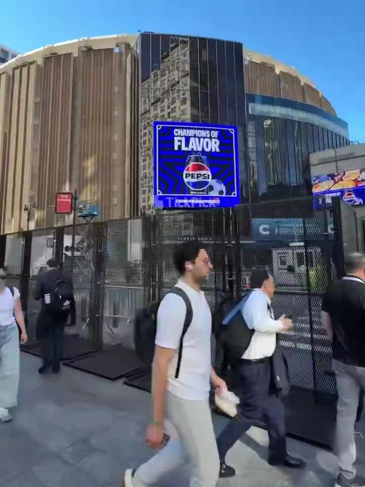 A security barrierwall has been setup outside of MSG