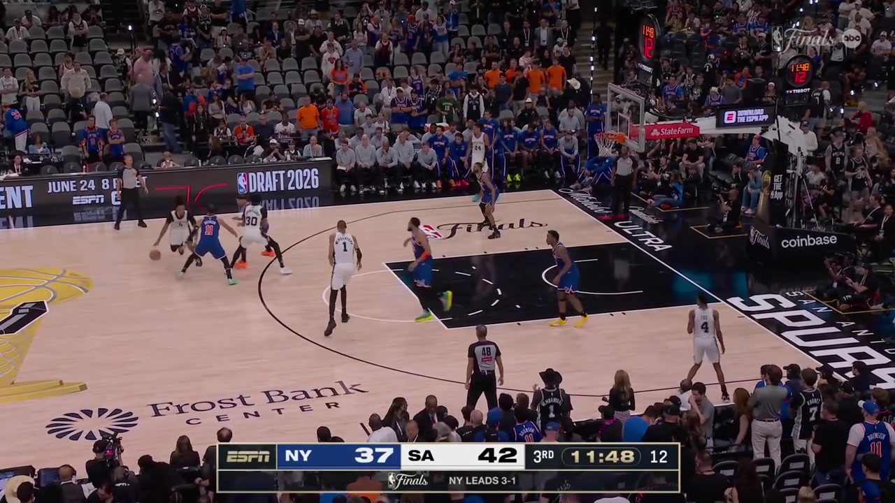 Karl-Anthony Towns with his 4th foul 15 seconds into the 2nd half with replaysHe is subbed out