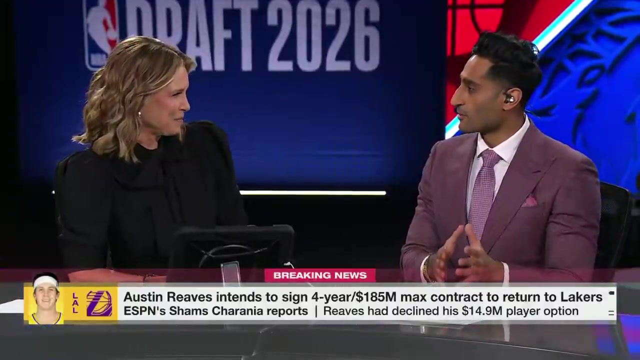 Charania I'm told over the last 24-48 hours the Lakers came to the understanding that Austin Reaves had multiple max contracts available to him in free agency The Detroit Pistons were coming aggressively for him So that's why today the Lakers stepped up to give him this deal
