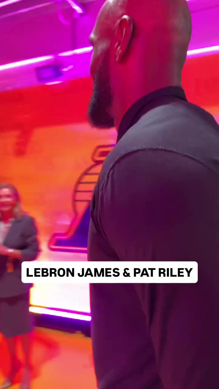 LeBron James Greets Pat Riley Following the Unveiling of His Statue