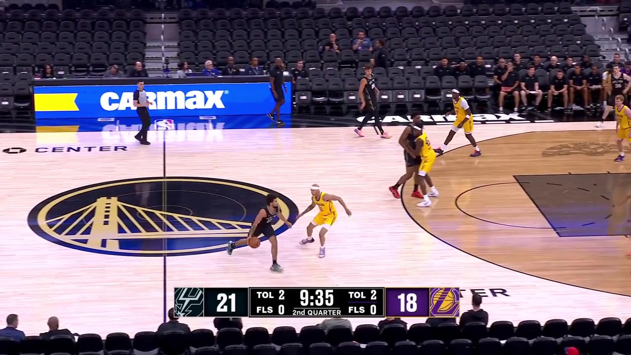 William Kyle III with the steal and the two-handed fastbreak dunk and Ja'Kobi Gillespie hits the deep 3 over him with replays