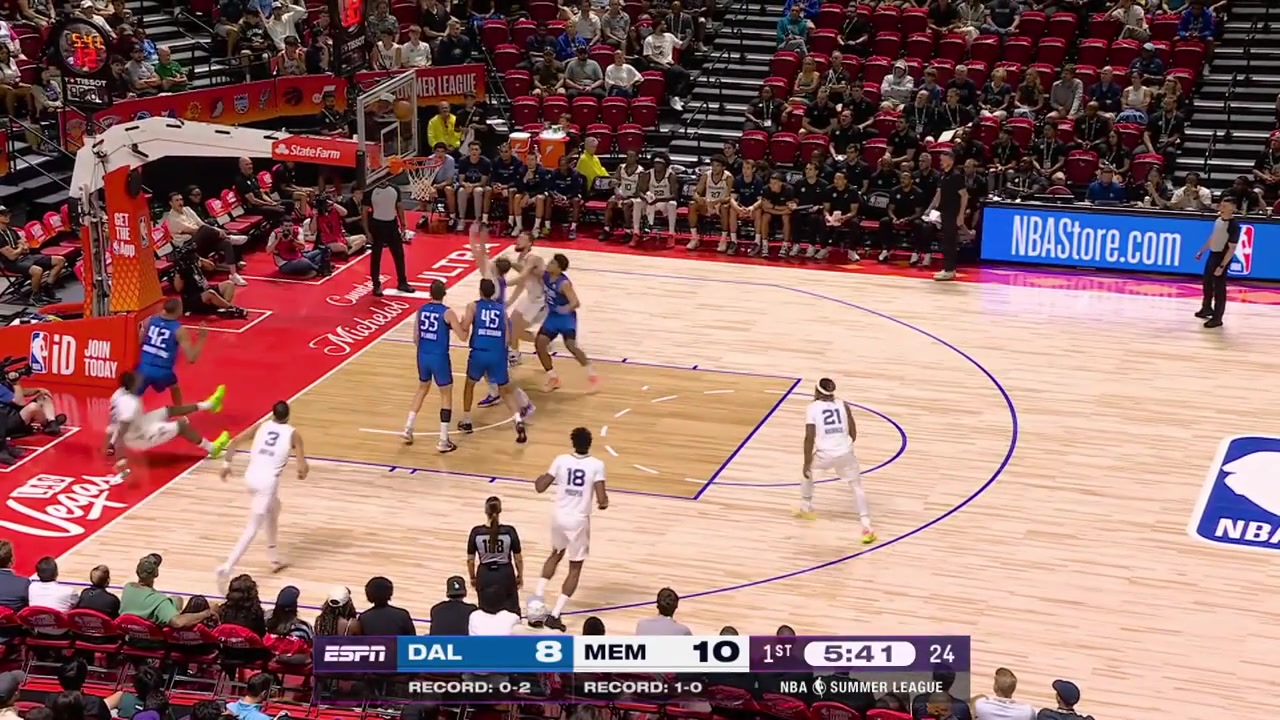 Kaodirichi Akobundu-Ehiogu shows his athleticism with the And-1 alley-oop dunk off a lob by Guillermo Diaz-Graham with replays