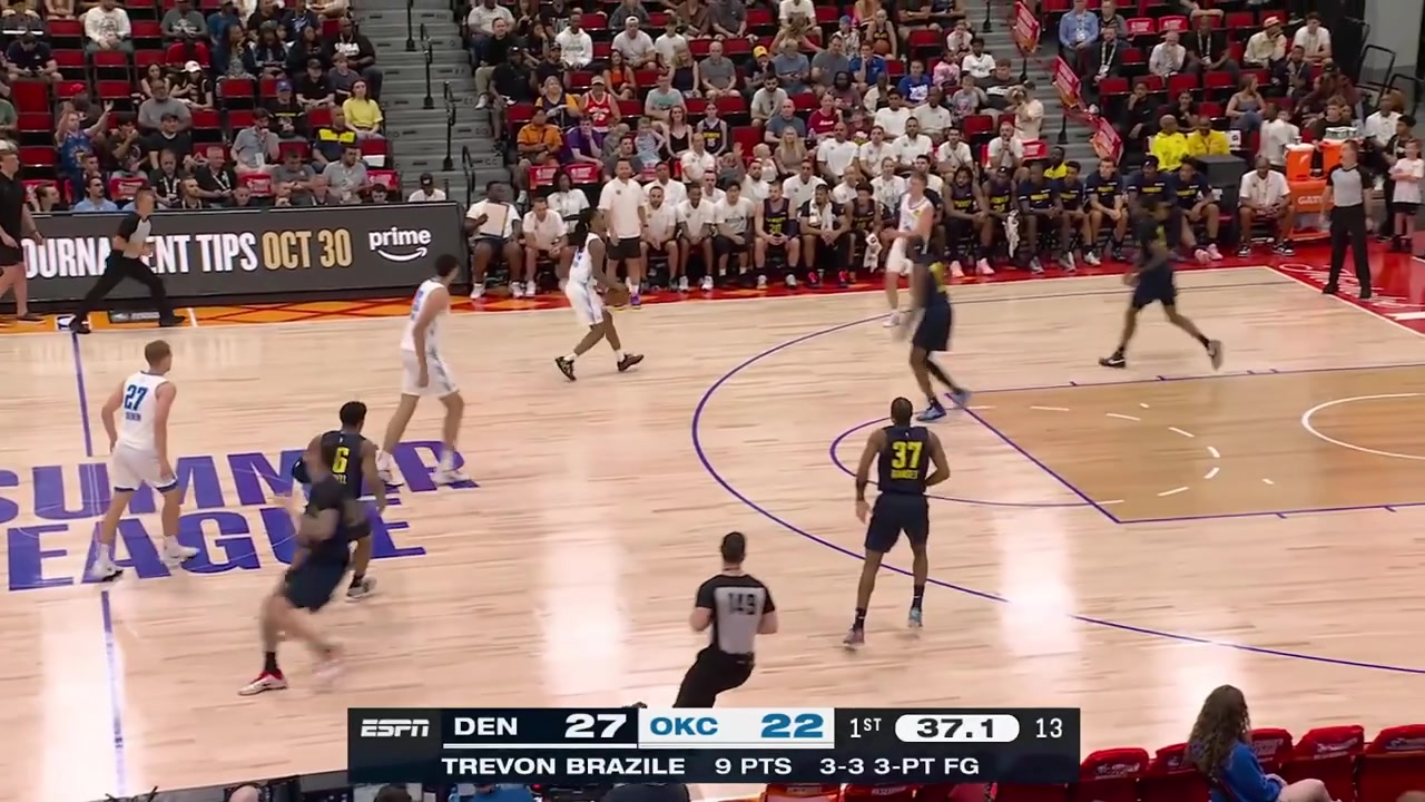 Trevon Brazile with a windmill dunk after an OKC turnover