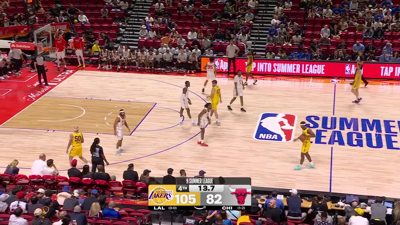 The finals seconds of the game as the Los Angeles Lakers have clinched a playoffs spot for the 2026 NBA Las Vegas Summer League Semifinals after defeating the Chicago Bulls