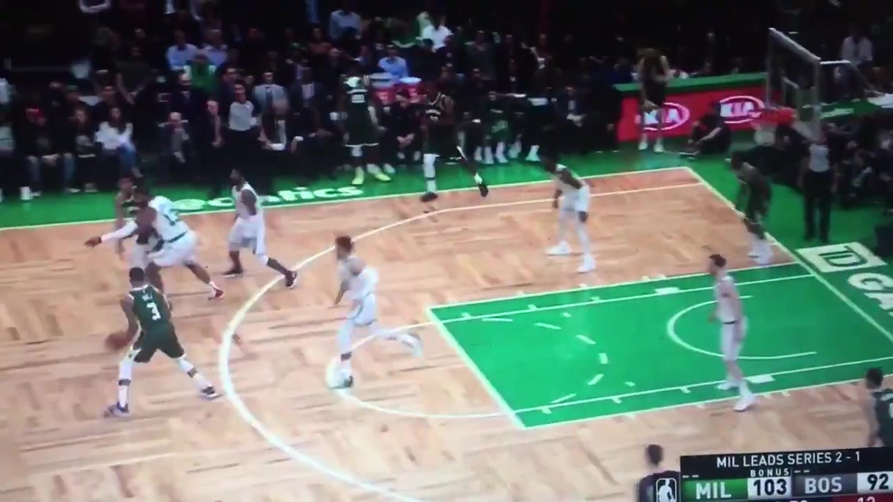 Kyrie waves off Morris and tells him to guard Middleton in the corner so Kyrie can guard MVP Giannis 1 on 1