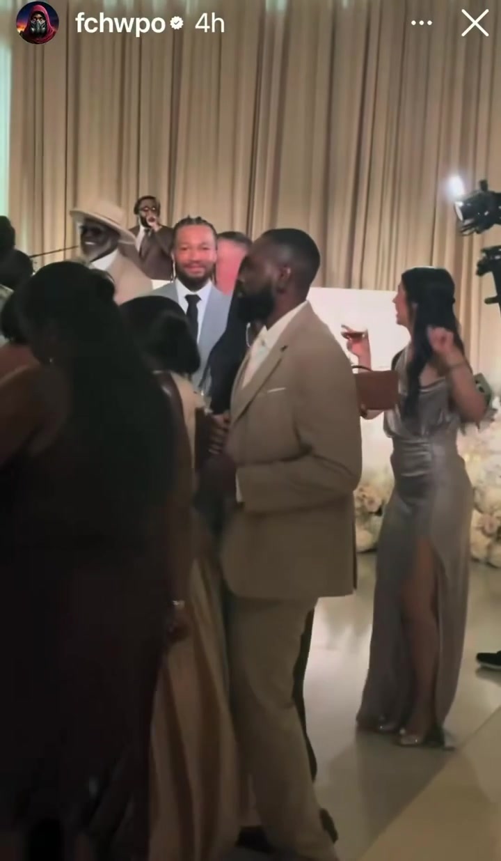 Jalen Brunson stares into Jaylen Brown's camera at Donovan Mitchells wedding
