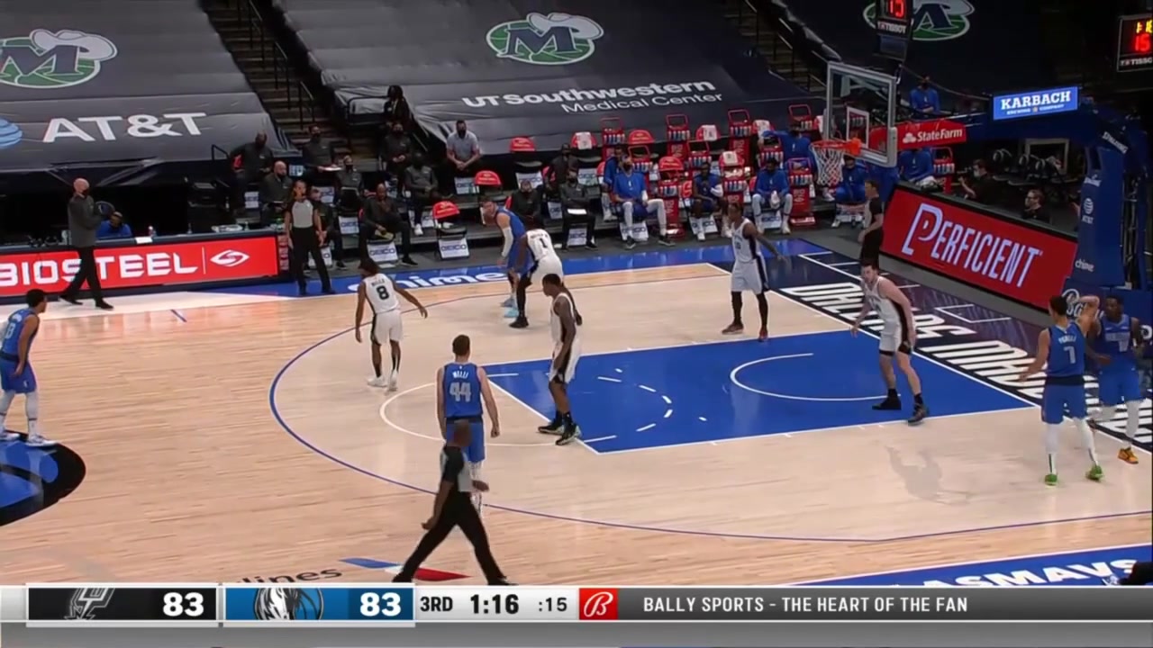Lonnie Walker IV with a monster poster dunk all over Nicolo Melli with replays 41121Spurs and Mavericks commentary