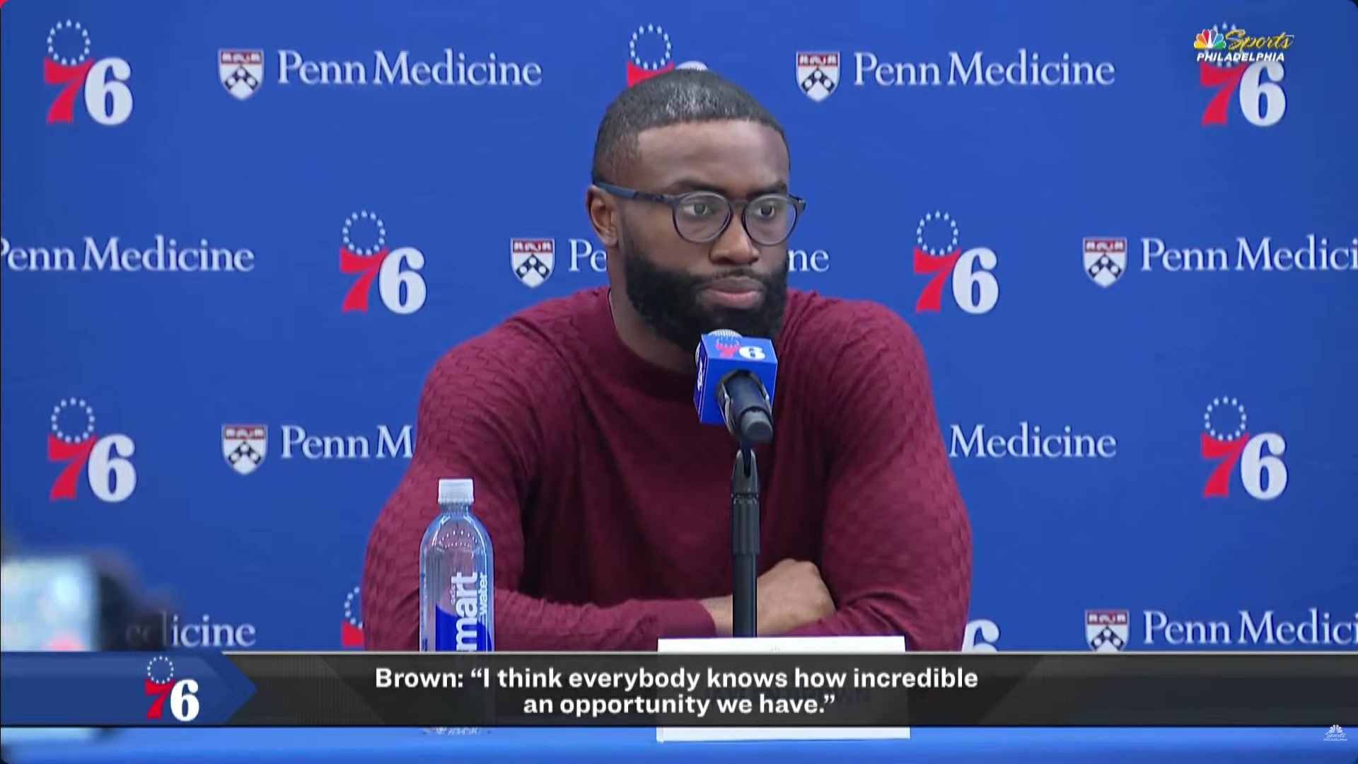 Jaylen Brown on being fueled to face the Celtics the sentiment he has as he smiles and laughs asks the reporter to repeat what she said Say it one more timeReporter You gonna face them a couple of timesBrown Just one day at a time that's all I got