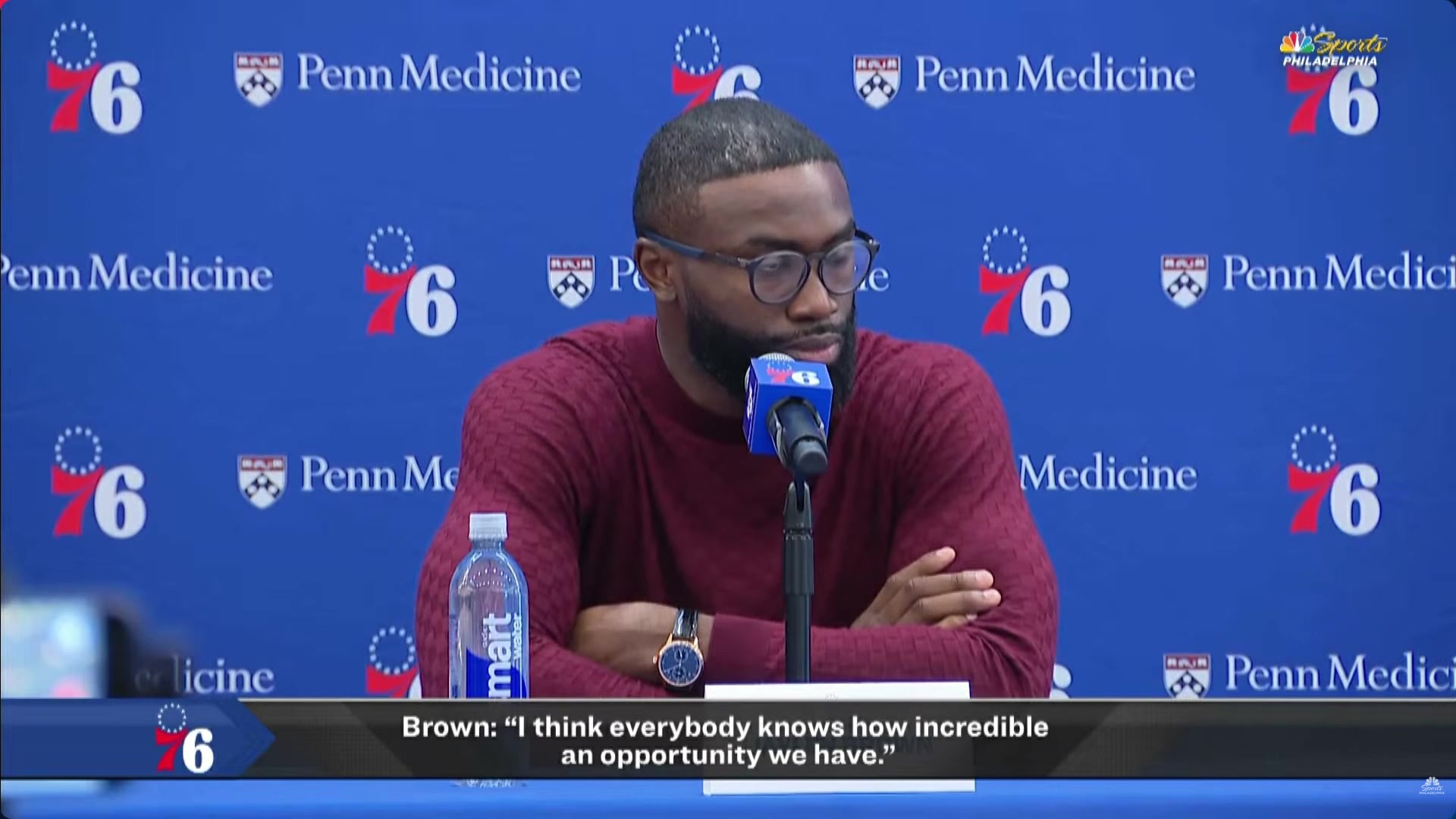 Jaylen Brown on his relationship with Jayson Tatum We won a championship togetherThere are ups and downs in any relationship On my end nothing but respect besides when he plays the SixersWhether they talked since the trade Not really